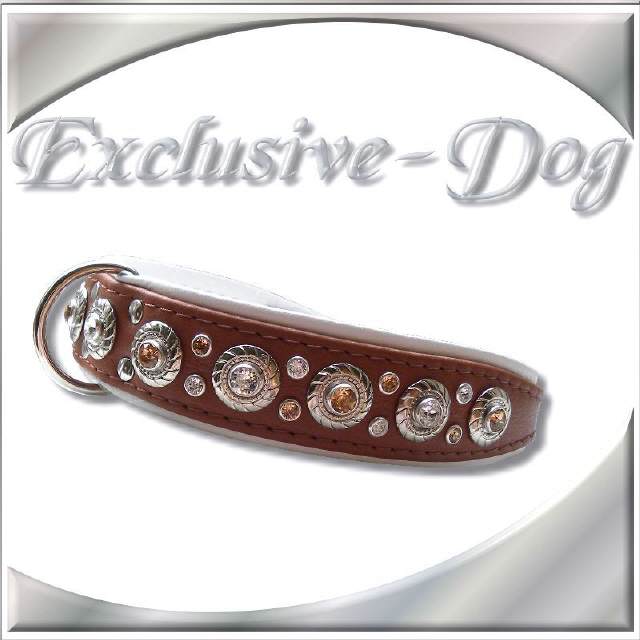 Lederhalsband Strasshalsband Cognac-braun Strass