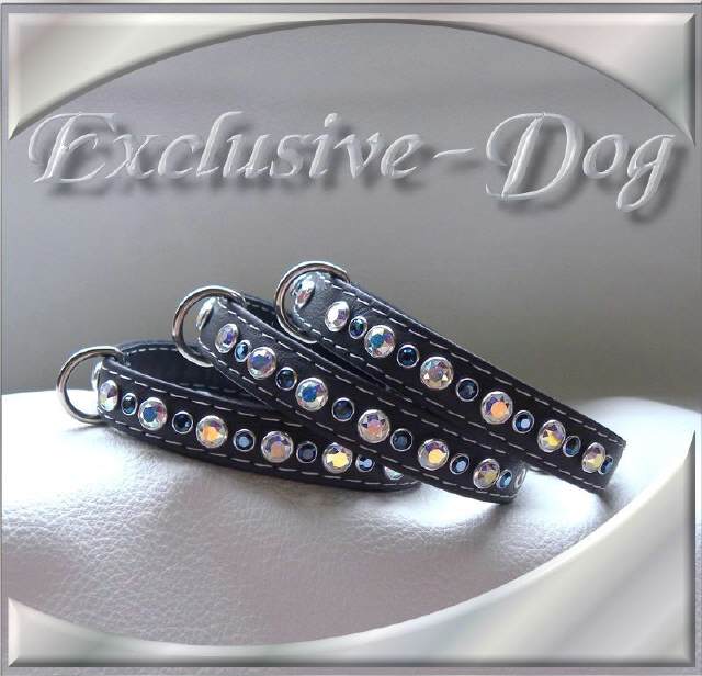 XS Lederhalsb&auml;nder Strasshalsb&auml;nder grau